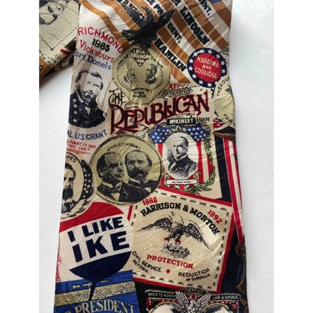 New Republican Political Neck Tie Handmade 100% Silk USA America Trump Support - Picture 7 of 7